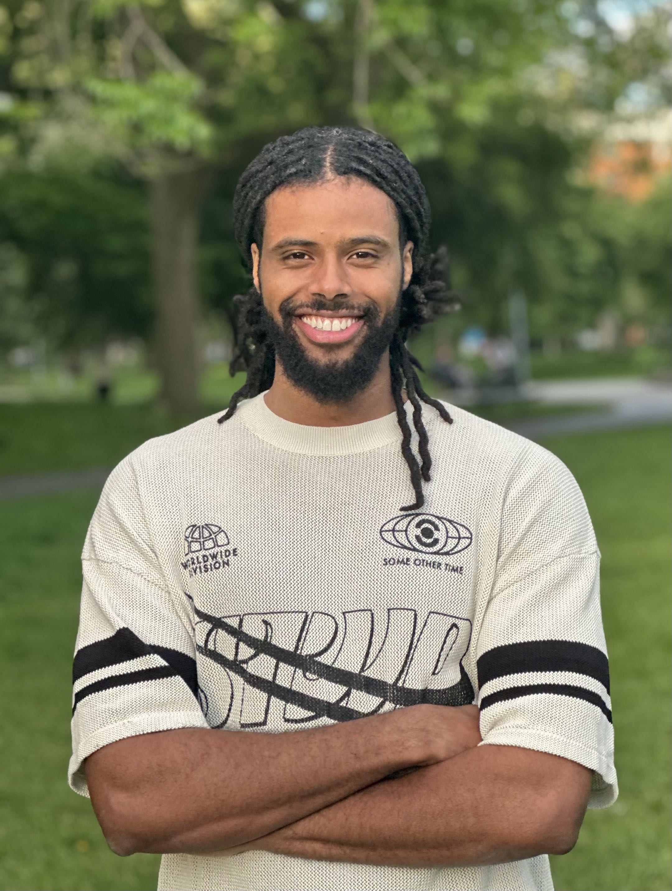 Moncures founder portrait in a park