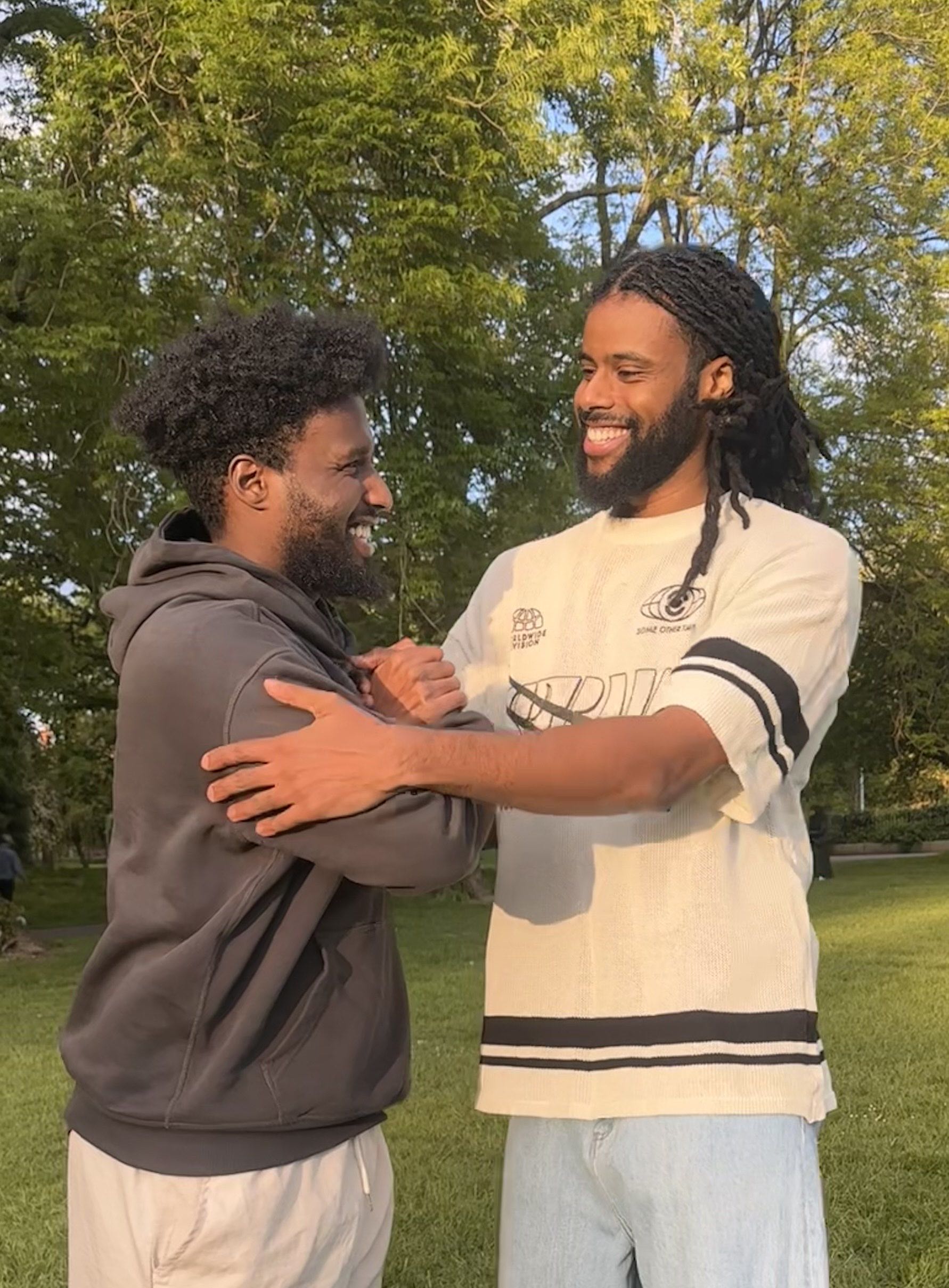 Moncures founders together outdoors